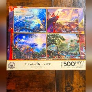 Thomas Kinkade x Disney Parks Four 500 Piece Puzzles Sealed